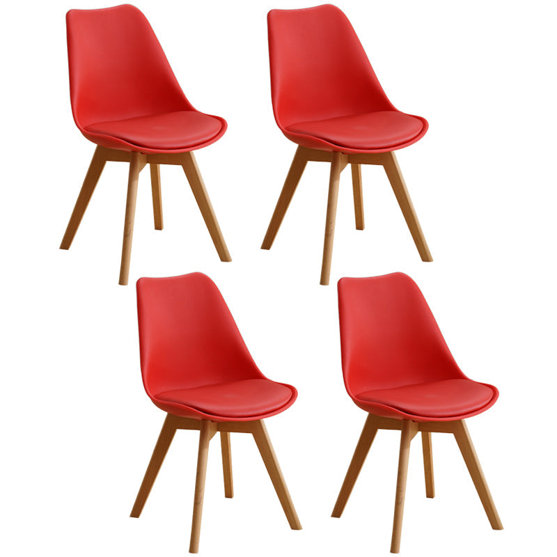 Scandinavian Restaurant Wood Side Chair Colorful Solid Back Dining Chair Red Set of 4 Clearhalo ' kitchen&dining_furn' 'Dining Chairs' 'Dining Tables & Seating' 'dining_chair' 'Furniture' 'furniture_dining_chair' 'Kitchen & Dining Furniture' 'kitchen' 3540285