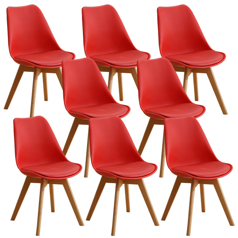 Scandinavian Restaurant Wood Side Chair Colorful Solid Back Dining Chair Red Set of 8 Clearhalo ' kitchen&dining_furn' 'Dining Chairs' 'Dining Tables & Seating' 'dining_chair' 'Furniture' 'furniture_dining_chair' 'Kitchen & Dining Furniture' 'kitchen' 3540286