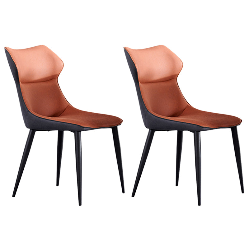 Modern Style Kitchen Dining Side Chair Polyurethane Dining Chair with Carbon Steel Legs Orange 2 Piece Set Clearhalo ' kitchen&dining_furn' 'Dining Chairs' 'Dining Tables & Seating' 'dining_chair' 'furn' 'furn_dining_chair' 'Furniture' 'furniture_dining_chair' 'Kitchen & Dining Furniture' 'kitchen' 3540295