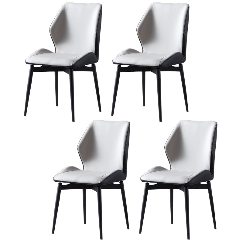 Contemporary Kitchen Dining Side Chair Wingback Parsons Chair with Carbon Steel Legs Off-White 4 Piece Set Clearhalo ' kitchen&dining_furn' 'Dining Chairs' 'Dining Tables & Seating' 'dining_chair' 'furn' 'furn_dining_chair' 'Furniture' 'furniture_dining_chair' 'Kitchen & Dining Furniture' 'kitchen' 3540309