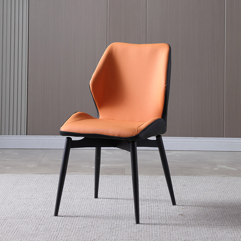 Contemporary Kitchen Dining Side Chair Wingback Parsons Chair with Carbon Steel Legs Orange 1 Piece Clearhalo ' kitchen&dining_furn' 'Dining Chairs' 'Dining Tables & Seating' 'dining_chair' 'furn' 'furn_dining_chair' 'Furniture' 'furniture_dining_chair' 'Kitchen & Dining Furniture' 'kitchen' 3540311