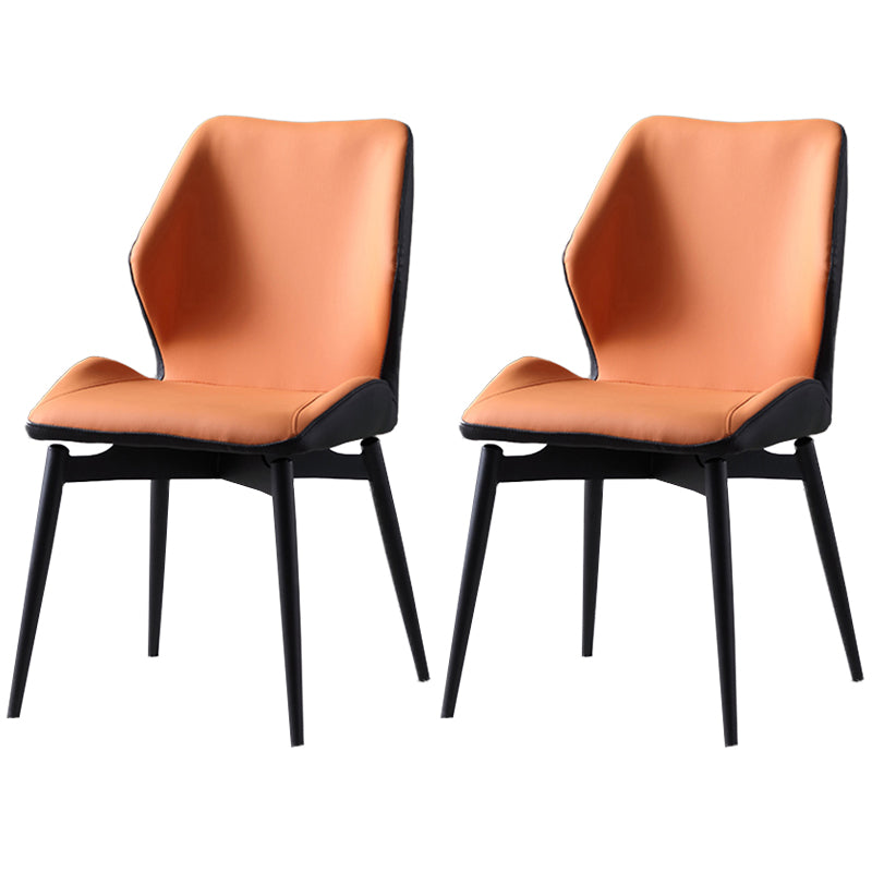 Contemporary Kitchen Dining Side Chair Wingback Parsons Chair with Carbon Steel Legs Orange 2 Piece Set Clearhalo ' kitchen&dining_furn' 'Dining Chairs' 'Dining Tables & Seating' 'dining_chair' 'furn' 'furn_dining_chair' 'Furniture' 'furniture_dining_chair' 'Kitchen & Dining Furniture' 'kitchen' 3540313