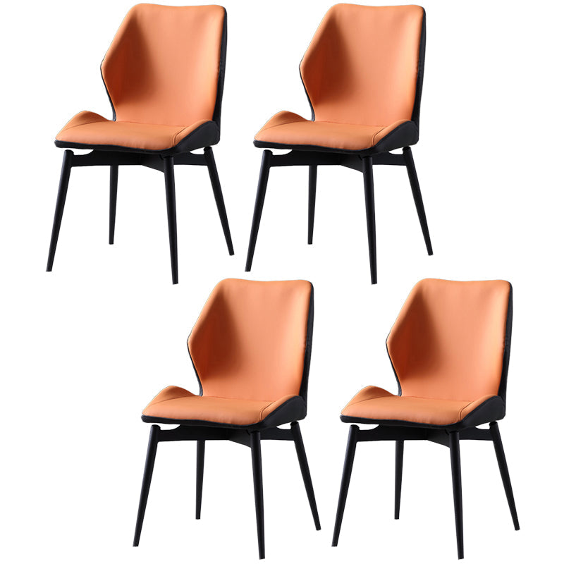 Contemporary Kitchen Dining Side Chair Wingback Parsons Chair with Carbon Steel Legs Orange 4 Piece Set Clearhalo ' kitchen&dining_furn' 'Dining Chairs' 'Dining Tables & Seating' 'dining_chair' 'furn' 'furn_dining_chair' 'Furniture' 'furniture_dining_chair' 'Kitchen & Dining Furniture' 'kitchen' 3540315