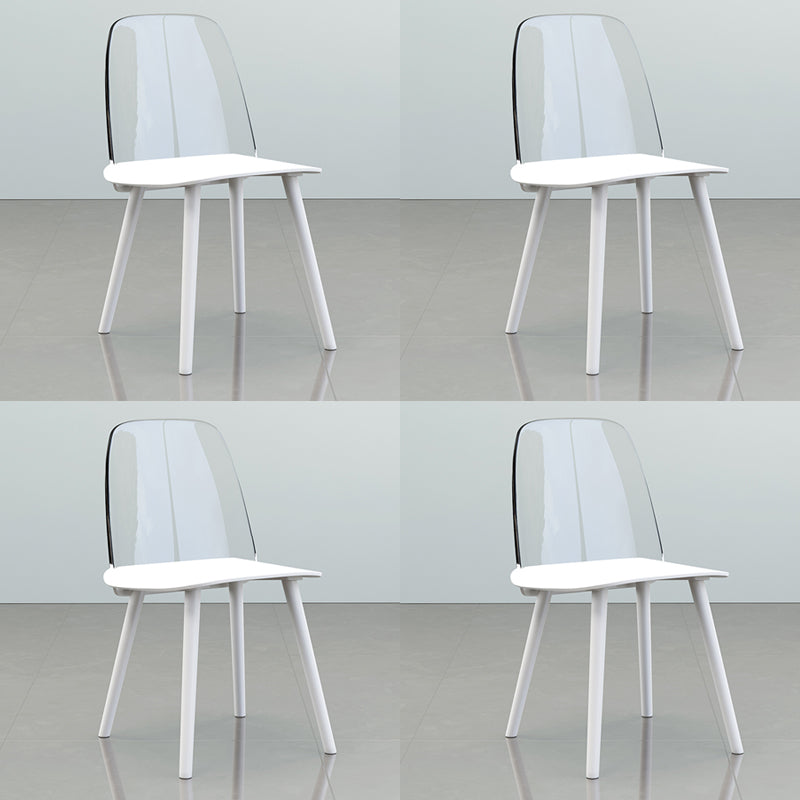 Nordic Style Plastic Dining Room Chair Armless Dining Chairs for Home Use White 4 Piece Set Clearhalo ' kitchen&dining_furn' 'Dining Chairs' 'Dining Tables & Seating' 'dining_chair' 'furn' 'furn_dining_chair' 'Furniture' 'furniture_dining_chair' 'Kitchen & Dining Furniture' 'kitchen' 3540325
