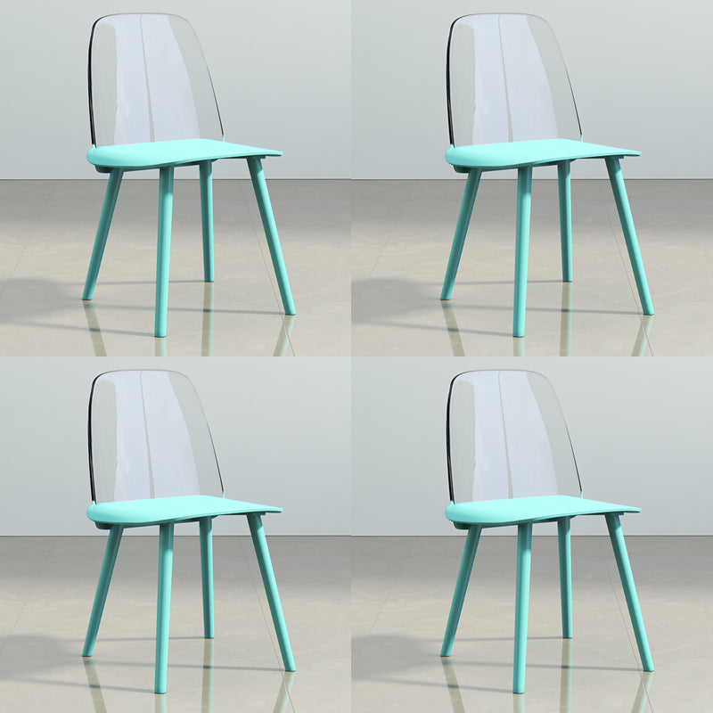 Nordic Style Plastic Dining Room Chair Armless Dining Chairs for Home Use Blue 4 Piece Set Clearhalo ' kitchen&dining_furn' 'Dining Chairs' 'Dining Tables & Seating' 'dining_chair' 'furn' 'furn_dining_chair' 'Furniture' 'furniture_dining_chair' 'Kitchen & Dining Furniture' 'kitchen' 3540343