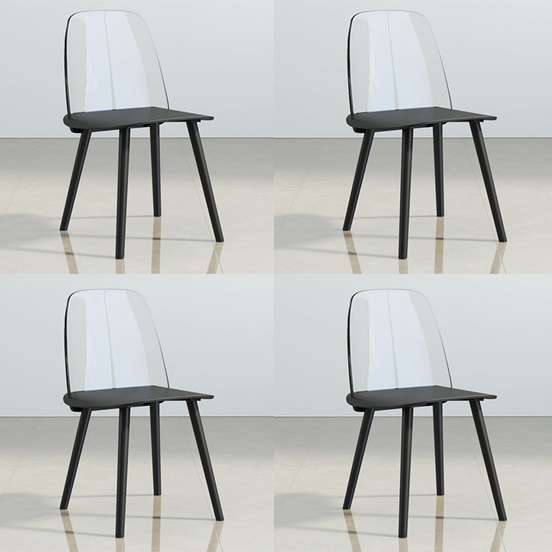 Nordic Style Plastic Dining Room Chair Armless Dining Chairs for Home Use Black 4 Piece Set Clearhalo ' kitchen&dining_furn' 'Dining Chairs' 'Dining Tables & Seating' 'dining_chair' 'furn' 'furn_dining_chair' 'Furniture' 'furniture_dining_chair' 'Kitchen & Dining Furniture' 'kitchen' 3540346