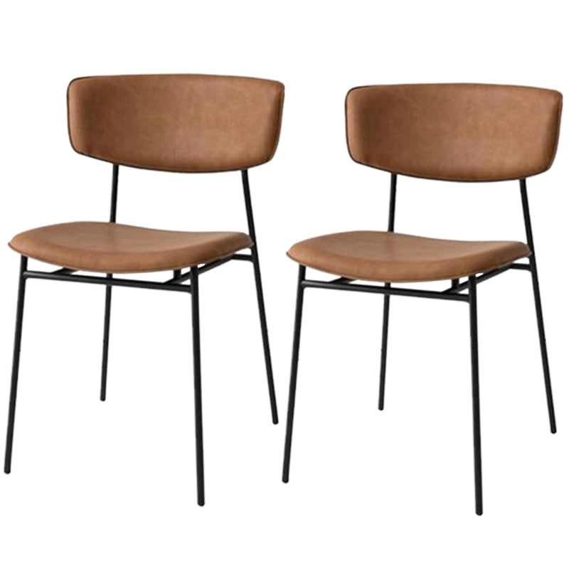 Leather Contemporary Restaurant Side Chair Open Dark Color Dining Chair Brown Leather 2 Piece Set Clearhalo ' kitchen&dining_furn' 'Dining Chairs' 'Dining Tables & Seating' 'dining_chair' 'furn' 'furn_dining_chair' 'Furniture' 'furniture_dining_chair' 'Kitchen & Dining Furniture' 'kitchen' 3540442