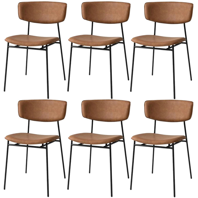 Leather Contemporary Restaurant Side Chair Open Dark Color Dining Chair Brown Leather 6 Piece Set Clearhalo ' kitchen&dining_furn' 'Dining Chairs' 'Dining Tables & Seating' 'dining_chair' 'furn' 'furn_dining_chair' 'Furniture' 'furniture_dining_chair' 'Kitchen & Dining Furniture' 'kitchen' 3540445