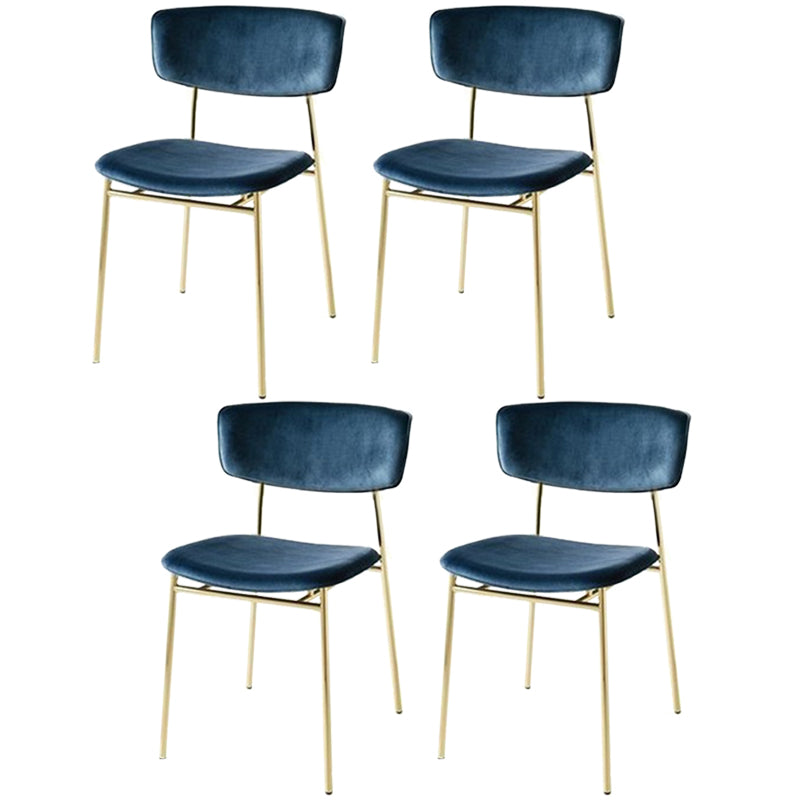 Leather Contemporary Restaurant Side Chair Open Dark Color Dining Chair Royal Blue Cotton 4 Piece Set Clearhalo ' kitchen&dining_furn' 'Dining Chairs' 'Dining Tables & Seating' 'dining_chair' 'furn' 'furn_dining_chair' 'Furniture' 'furniture_dining_chair' 'Kitchen & Dining Furniture' 'kitchen' 3540450