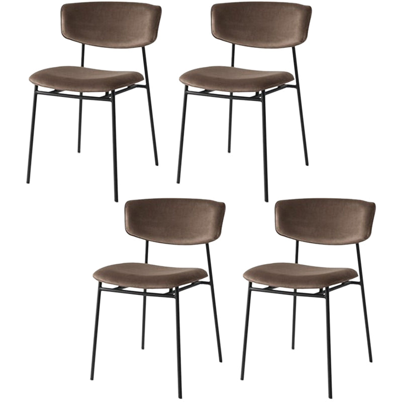 Leather Contemporary Restaurant Side Chair Open Dark Color Dining Chair Coffee Cotton 4 Piece Set Clearhalo ' kitchen&dining_furn' 'Dining Chairs' 'Dining Tables & Seating' 'dining_chair' 'furn' 'furn_dining_chair' 'Furniture' 'furniture_dining_chair' 'Kitchen & Dining Furniture' 'kitchen' 3540461