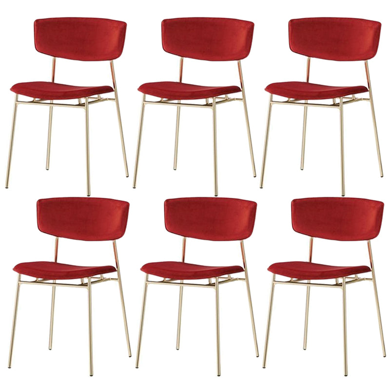 Leather Contemporary Restaurant Side Chair Open Dark Color Dining Chair Red Cotton 6 Piece Set Clearhalo ' kitchen&dining_furn' 'Dining Chairs' 'Dining Tables & Seating' 'dining_chair' 'furn' 'furn_dining_chair' 'Furniture' 'furniture_dining_chair' 'Kitchen & Dining Furniture' 'kitchen' 3540472
