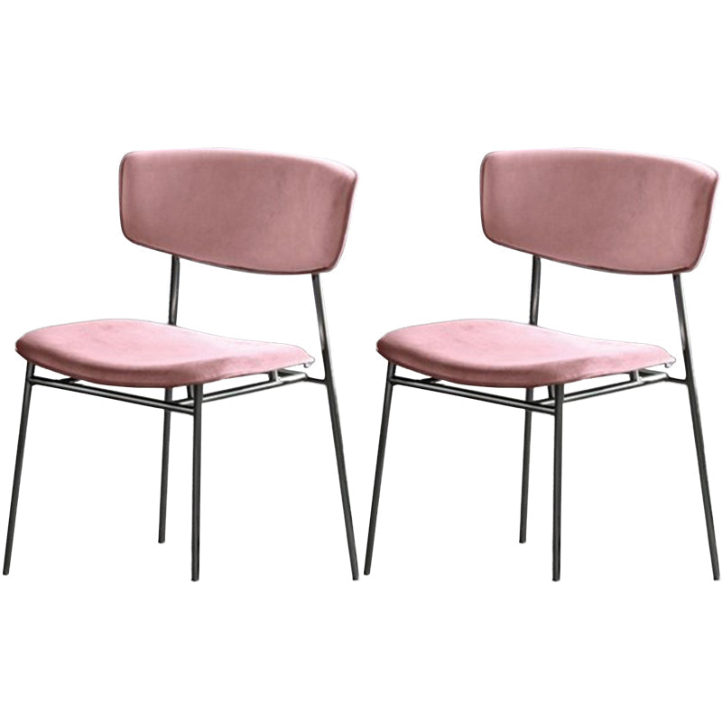 Leather Contemporary Restaurant Side Chair Open Dark Color Dining Chair Pink Cotton 2 Piece Set Clearhalo ' kitchen&dining_furn' 'Dining Chairs' 'Dining Tables & Seating' 'dining_chair' 'furn' 'furn_dining_chair' 'Furniture' 'furniture_dining_chair' 'Kitchen & Dining Furniture' 'kitchen' 3540473