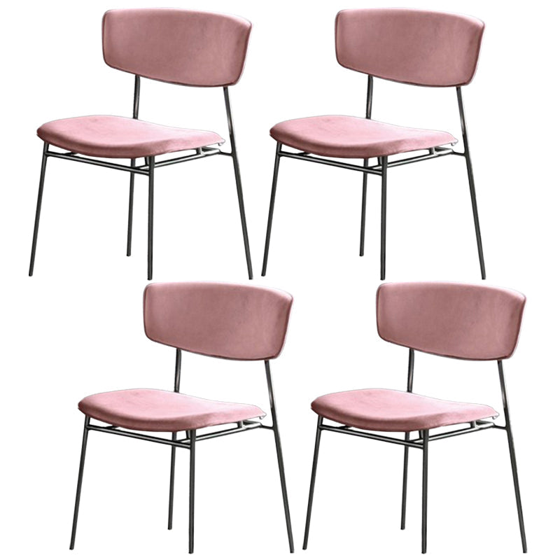 Leather Contemporary Restaurant Side Chair Open Dark Color Dining Chair Pink Cotton 4 Piece Set Clearhalo ' kitchen&dining_furn' 'Dining Chairs' 'Dining Tables & Seating' 'dining_chair' 'furn' 'furn_dining_chair' 'Furniture' 'furniture_dining_chair' 'Kitchen & Dining Furniture' 'kitchen' 3540474