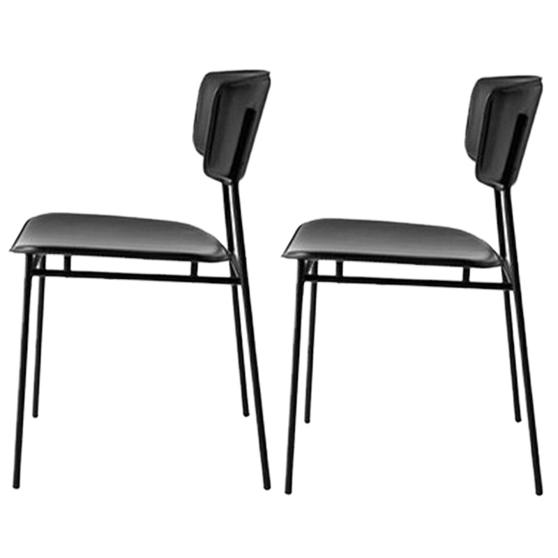 Leather Contemporary Restaurant Side Chair Open Dark Color Dining Chair Black Leather 2 Piece Set Clearhalo ' kitchen&dining_furn' 'Dining Chairs' 'Dining Tables & Seating' 'dining_chair' 'furn' 'furn_dining_chair' 'Furniture' 'furniture_dining_chair' 'Kitchen & Dining Furniture' 'kitchen' 3540476