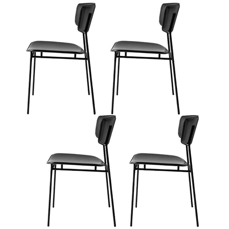 Leather Contemporary Restaurant Side Chair Open Dark Color Dining Chair Black Leather 4 Piece Set Clearhalo ' kitchen&dining_furn' 'Dining Chairs' 'Dining Tables & Seating' 'dining_chair' 'furn' 'furn_dining_chair' 'Furniture' 'furniture_dining_chair' 'Kitchen & Dining Furniture' 'kitchen' 3540477