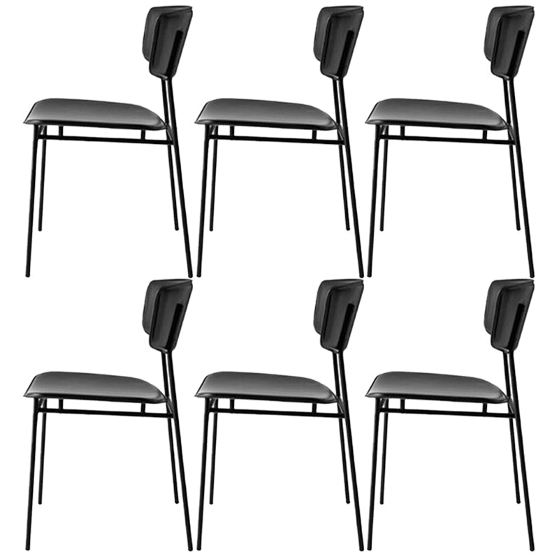 Leather Contemporary Restaurant Side Chair Open Dark Color Dining Chair Black Leather 6 Piece Set Clearhalo ' kitchen&dining_furn' 'Dining Chairs' 'Dining Tables & Seating' 'dining_chair' 'furn' 'furn_dining_chair' 'Furniture' 'furniture_dining_chair' 'Kitchen & Dining Furniture' 'kitchen' 3540478