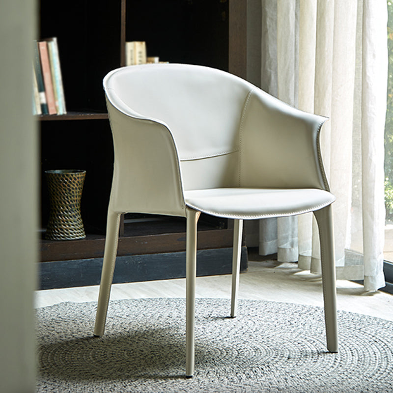 Minimalist Kitchen Dining Arm Chair Solid Back PU Leather Dining Arm Chair Clearhalo ' kitchen&dining_furn' 'Dining Chairs' 'Dining Tables & Seating' 'dining_chair' 'furn' 'furn_dining_chair' 'Furniture' 'furniture_dining_chair' 'Kitchen & Dining Furniture' 'kitchen' 3540479