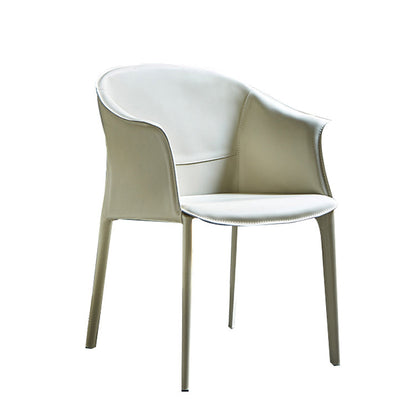 Minimalist Kitchen Dining Arm Chair Solid Back PU Leather Dining Arm Chair White 1 Piece Clearhalo ' kitchen&dining_furn' 'Dining Chairs' 'Dining Tables & Seating' 'dining_chair' 'furn' 'furn_dining_chair' 'Furniture' 'furniture_dining_chair' 'Kitchen & Dining Furniture' 'kitchen' 3540480