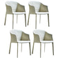 Minimalist Kitchen Dining Arm Chair Solid Back PU Leather Dining Arm Chair White 4 Piece Set Clearhalo ' kitchen&dining_furn' 'Dining Chairs' 'Dining Tables & Seating' 'dining_chair' 'furn' 'furn_dining_chair' 'Furniture' 'furniture_dining_chair' 'Kitchen & Dining Furniture' 'kitchen' 3540483