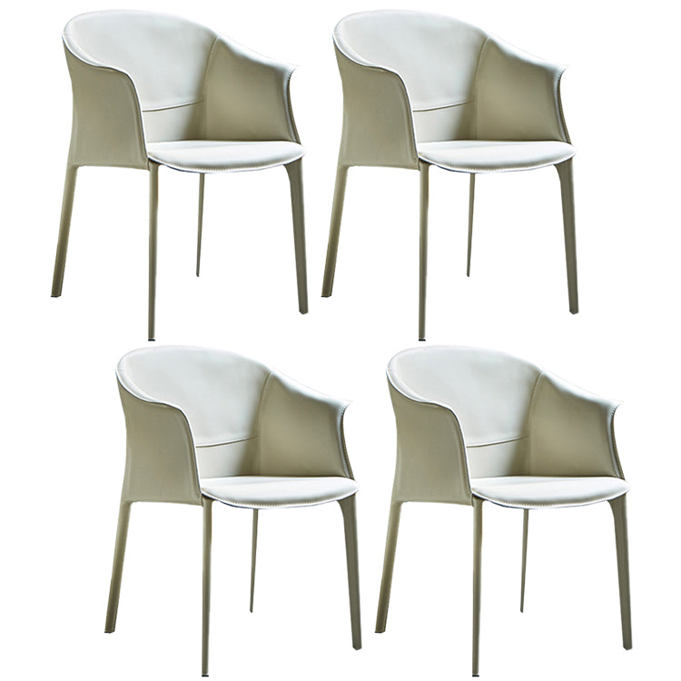Minimalist Kitchen Dining Arm Chair Solid Back PU Leather Dining Arm Chair White 4 Piece Set Clearhalo ' kitchen&dining_furn' 'Dining Chairs' 'Dining Tables & Seating' 'dining_chair' 'furn' 'furn_dining_chair' 'Furniture' 'furniture_dining_chair' 'Kitchen & Dining Furniture' 'kitchen' 3540483