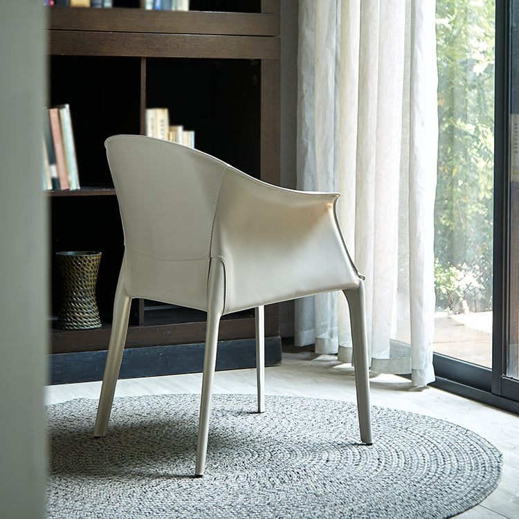 Minimalist Kitchen Dining Arm Chair Solid Back PU Leather Dining Arm Chair Clearhalo ' kitchen&dining_furn' 'Dining Chairs' 'Dining Tables & Seating' 'dining_chair' 'furn' 'furn_dining_chair' 'Furniture' 'furniture_dining_chair' 'Kitchen & Dining Furniture' 'kitchen' 3540484