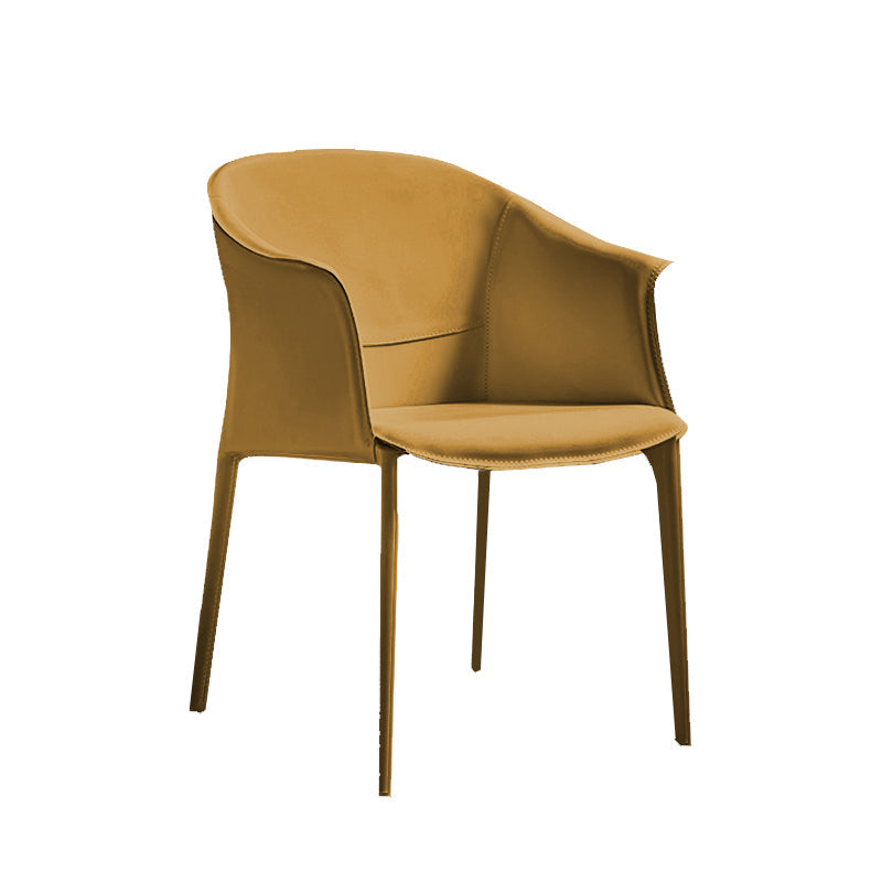 Minimalist Kitchen Dining Arm Chair Solid Back PU Leather Dining Arm Chair Tan 1 Piece Clearhalo ' kitchen&dining_furn' 'Dining Chairs' 'Dining Tables & Seating' 'dining_chair' 'furn' 'furn_dining_chair' 'Furniture' 'furniture_dining_chair' 'Kitchen & Dining Furniture' 'kitchen' 3540485