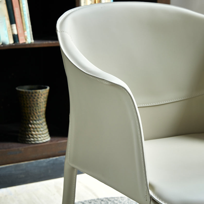 Minimalist Kitchen Dining Arm Chair Solid Back PU Leather Dining Arm Chair Clearhalo ' kitchen&dining_furn' 'Dining Chairs' 'Dining Tables & Seating' 'dining_chair' 'furn' 'furn_dining_chair' 'Furniture' 'furniture_dining_chair' 'Kitchen & Dining Furniture' 'kitchen' 3540486