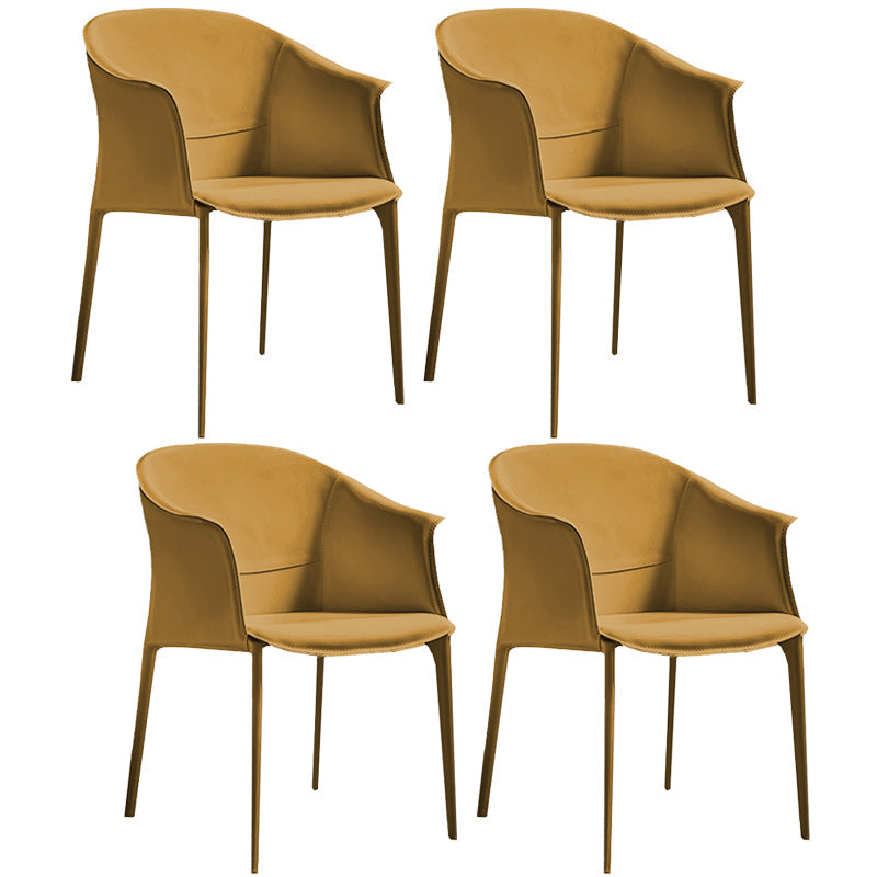 Minimalist Kitchen Dining Arm Chair Solid Back PU Leather Dining Arm Chair Tan 4 Piece Set Clearhalo ' kitchen&dining_furn' 'Dining Chairs' 'Dining Tables & Seating' 'dining_chair' 'furn' 'furn_dining_chair' 'Furniture' 'furniture_dining_chair' 'Kitchen & Dining Furniture' 'kitchen' 3540490