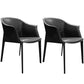 Minimalist Kitchen Dining Arm Chair Solid Back PU Leather Dining Arm Chair Black 2 Piece Set Clearhalo ' kitchen&dining_furn' 'Dining Chairs' 'Dining Tables & Seating' 'dining_chair' 'furn' 'furn_dining_chair' 'Furniture' 'furniture_dining_chair' 'Kitchen & Dining Furniture' 'kitchen' 3540493