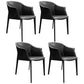 Minimalist Kitchen Dining Arm Chair Solid Back PU Leather Dining Arm Chair Black 4 Piece Set Clearhalo ' kitchen&dining_furn' 'Dining Chairs' 'Dining Tables & Seating' 'dining_chair' 'furn' 'furn_dining_chair' 'Furniture' 'furniture_dining_chair' 'Kitchen & Dining Furniture' 'kitchen' 3540495