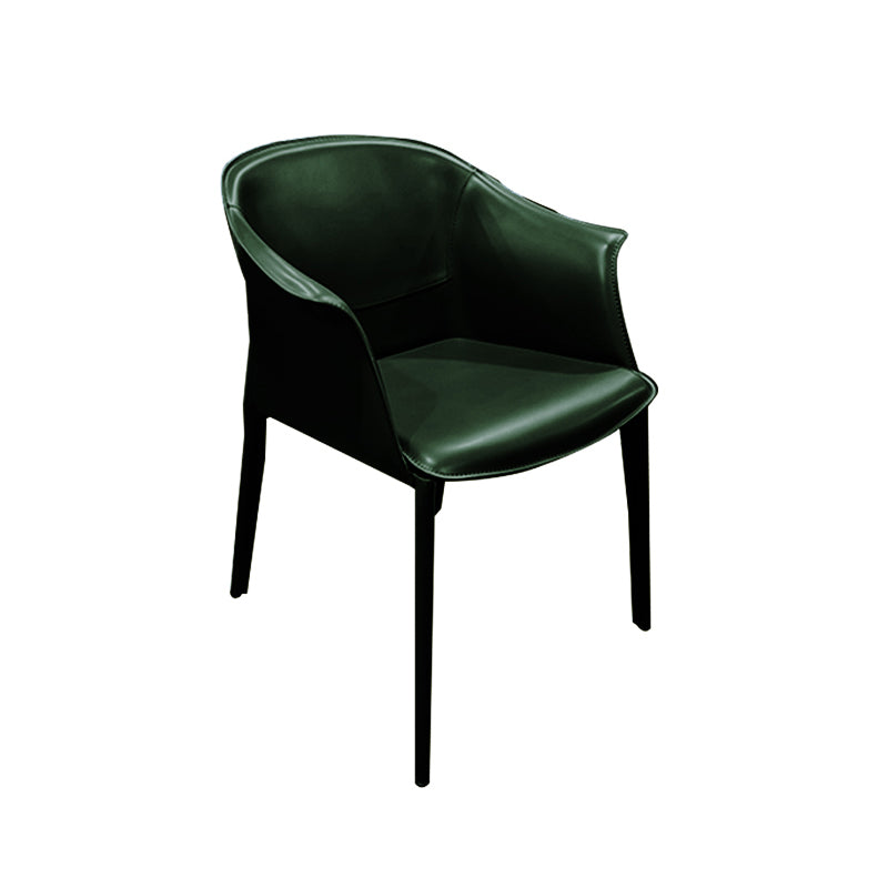 Minimalist Kitchen Dining Arm Chair Solid Back PU Leather Dining Arm Chair Blackish Green 1 Piece Clearhalo ' kitchen&dining_furn' 'Dining Chairs' 'Dining Tables & Seating' 'dining_chair' 'furn' 'furn_dining_chair' 'Furniture' 'furniture_dining_chair' 'Kitchen & Dining Furniture' 'kitchen' 3540503