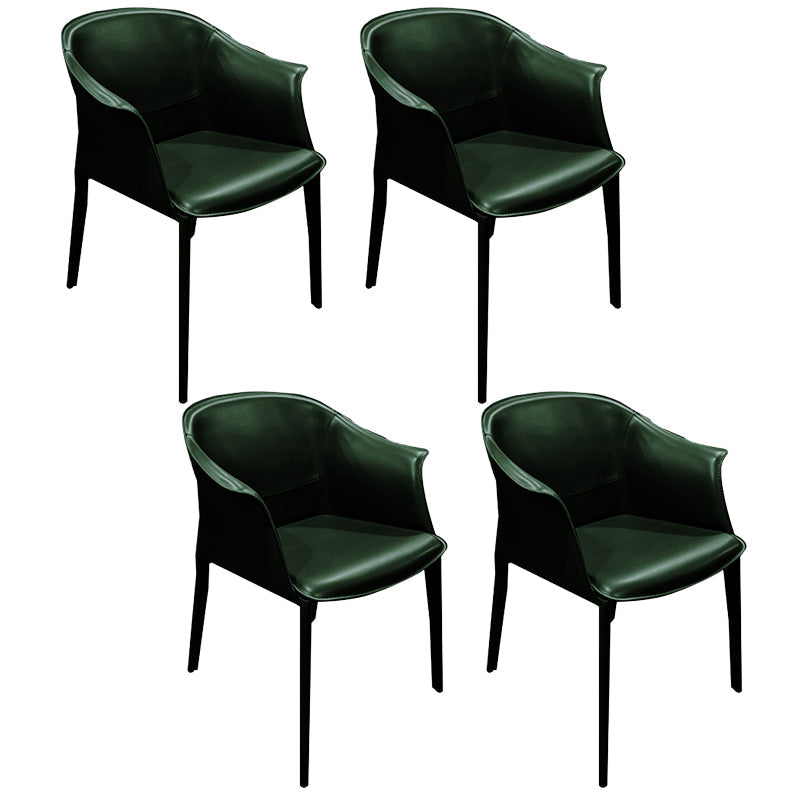 Minimalist Kitchen Dining Arm Chair Solid Back PU Leather Dining Arm Chair Blackish Green 4 Piece Set Clearhalo ' kitchen&dining_furn' 'Dining Chairs' 'Dining Tables & Seating' 'dining_chair' 'furn' 'furn_dining_chair' 'Furniture' 'furniture_dining_chair' 'Kitchen & Dining Furniture' 'kitchen' 3540505