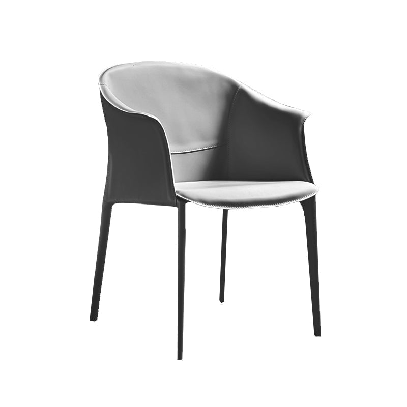 Minimalist Kitchen Dining Arm Chair Solid Back PU Leather Dining Arm Chair Dark Gray 1 Piece Clearhalo ' kitchen&dining_furn' 'Dining Chairs' 'Dining Tables & Seating' 'dining_chair' 'furn' 'furn_dining_chair' 'Furniture' 'furniture_dining_chair' 'Kitchen & Dining Furniture' 'kitchen' 3540506