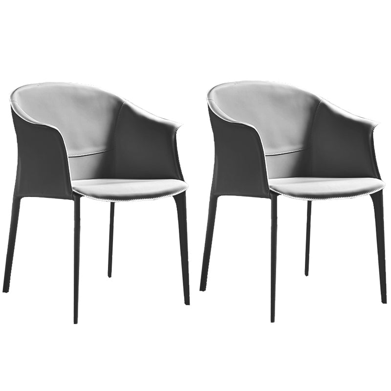 Minimalist Kitchen Dining Arm Chair Solid Back PU Leather Dining Arm Chair Dark Gray 2 Piece Set Clearhalo ' kitchen&dining_furn' 'Dining Chairs' 'Dining Tables & Seating' 'dining_chair' 'furn' 'furn_dining_chair' 'Furniture' 'furniture_dining_chair' 'Kitchen & Dining Furniture' 'kitchen' 3540507