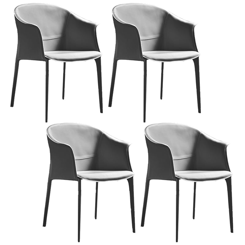 Minimalist Kitchen Dining Arm Chair Solid Back PU Leather Dining Arm Chair Dark Gray 4 Piece Set Clearhalo ' kitchen&dining_furn' 'Dining Chairs' 'Dining Tables & Seating' 'dining_chair' 'furn' 'furn_dining_chair' 'Furniture' 'furniture_dining_chair' 'Kitchen & Dining Furniture' 'kitchen' 3540508