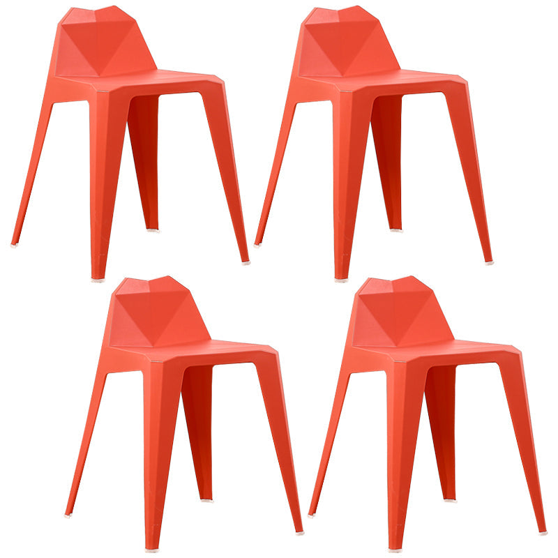 Contemporary Solid Back Dining Side Chair Kitchen Plastic Dining Side Chair Red 4 Piece Set Clearhalo ' kitchen&dining_furn' 'Dining Chairs' 'Dining Tables & Seating' 'dining_chair' 'furn' 'furn_dining_chair' 'Furniture' 'furniture_dining_chair' 'Kitchen & Dining Furniture' 'kitchen' 3540536
