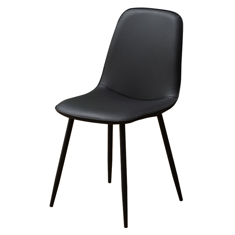 Leather Scandinavian Kitchen Side Chair Matte Finish Solid Back Dining Chair Black 1 Piece Clearhalo ' kitchen&dining_furn' 'Dining Chairs' 'Dining Tables & Seating' 'dining_chair' 'furn' 'furn_dining_chair' 'Furniture' 'furniture_dining_chair' 'Kitchen & Dining Furniture' 'kitchen' 3540549