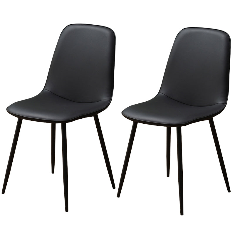 Leather Scandinavian Kitchen Side Chair Matte Finish Solid Back Dining Chair Black 2 Piece Set Clearhalo ' kitchen&dining_furn' 'Dining Chairs' 'Dining Tables & Seating' 'dining_chair' 'furn' 'furn_dining_chair' 'Furniture' 'furniture_dining_chair' 'Kitchen & Dining Furniture' 'kitchen' 3540550