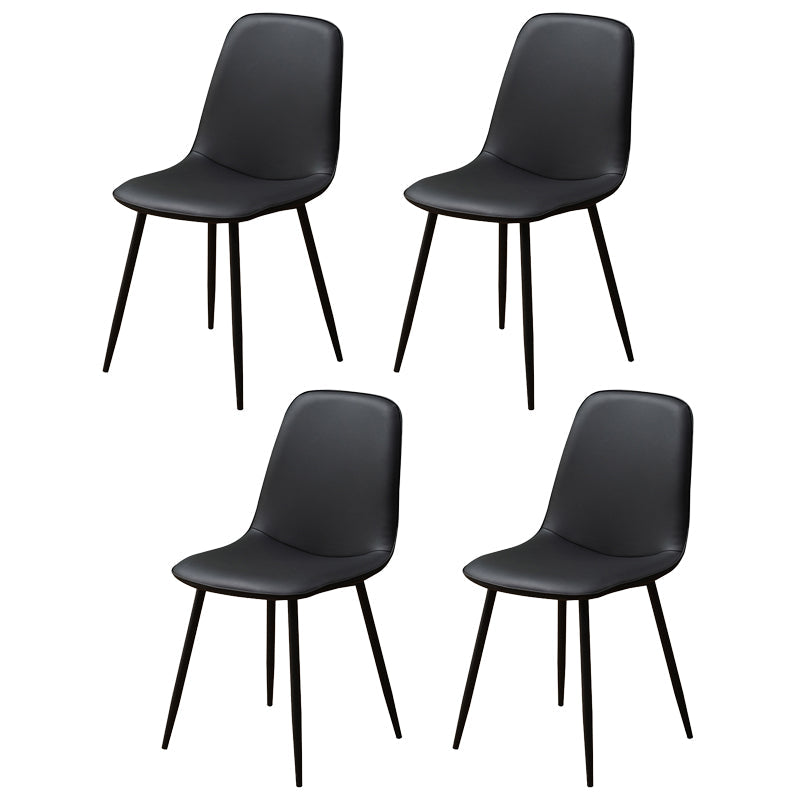 Leather Scandinavian Kitchen Side Chair Matte Finish Solid Back Dining Chair Black 4 Piece Set Clearhalo ' kitchen&dining_furn' 'Dining Chairs' 'Dining Tables & Seating' 'dining_chair' 'furn' 'furn_dining_chair' 'Furniture' 'furniture_dining_chair' 'Kitchen & Dining Furniture' 'kitchen' 3540552