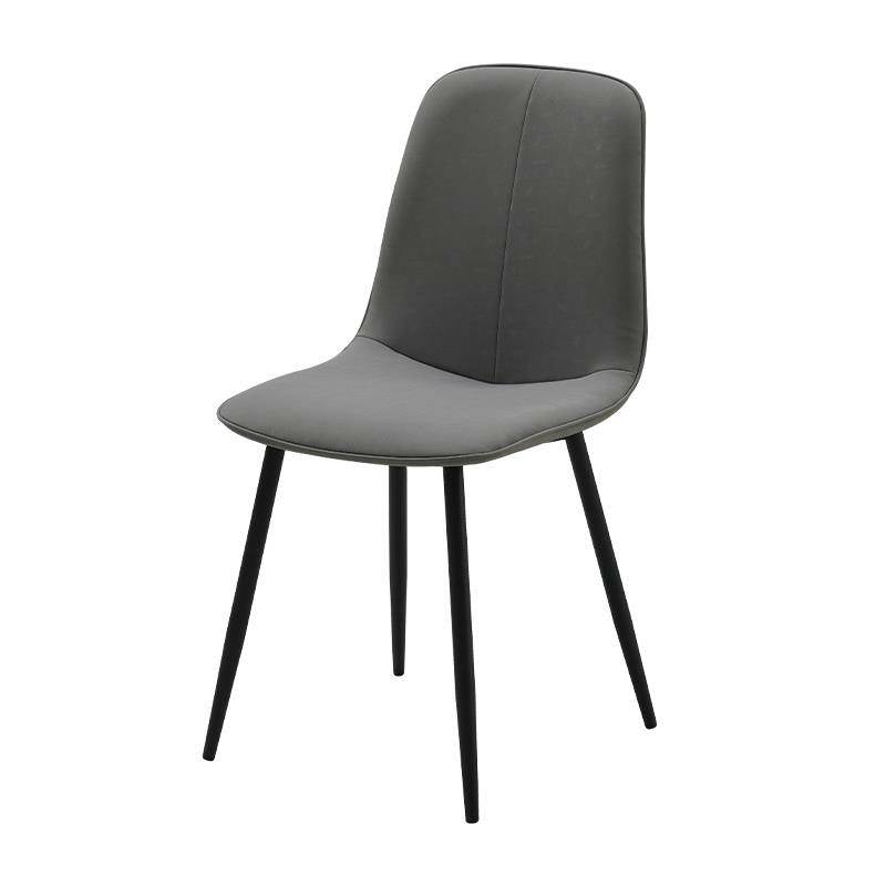 Leather Scandinavian Kitchen Side Chair Matte Finish Solid Back Dining Chair Grey 1 Piece Clearhalo ' kitchen&dining_furn' 'Dining Chairs' 'Dining Tables & Seating' 'dining_chair' 'furn' 'furn_dining_chair' 'Furniture' 'furniture_dining_chair' 'Kitchen & Dining Furniture' 'kitchen' 3540554