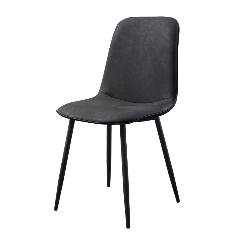 Leather Scandinavian Kitchen Side Chair Matte Finish Solid Back Dining Chair Clearhalo ' kitchen&dining_furn' 'Dining Chairs' 'Dining Tables & Seating' 'dining_chair' 'furn' 'furn_dining_chair' 'Furniture' 'furniture_dining_chair' 'Kitchen & Dining Furniture' 'kitchen' 3540557