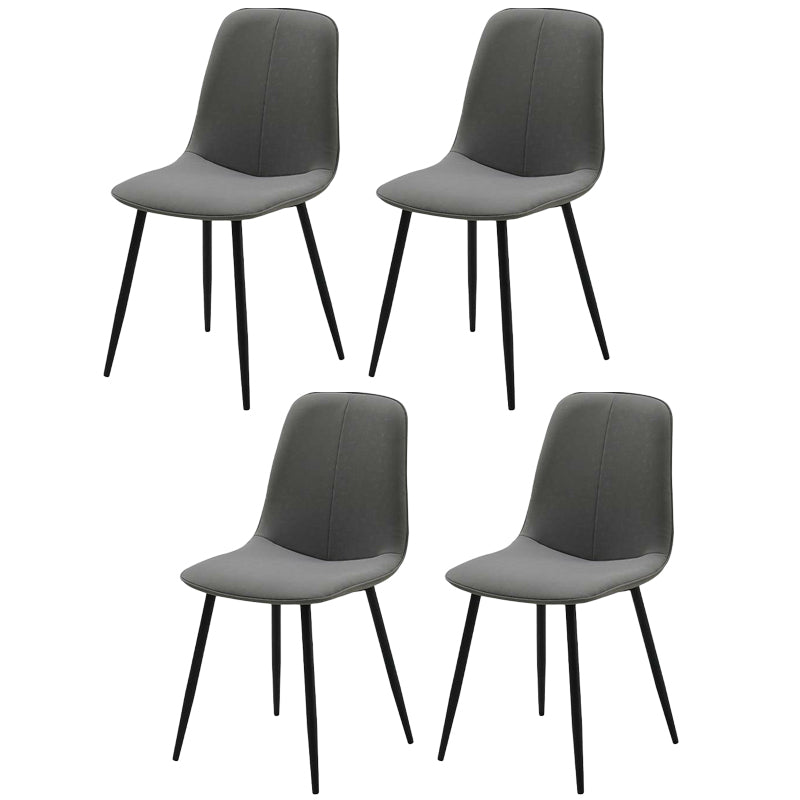 Leather Scandinavian Kitchen Side Chair Matte Finish Solid Back Dining Chair Grey 4 Piece Set Clearhalo ' kitchen&dining_furn' 'Dining Chairs' 'Dining Tables & Seating' 'dining_chair' 'furn' 'furn_dining_chair' 'Furniture' 'furniture_dining_chair' 'Kitchen & Dining Furniture' 'kitchen' 3540559