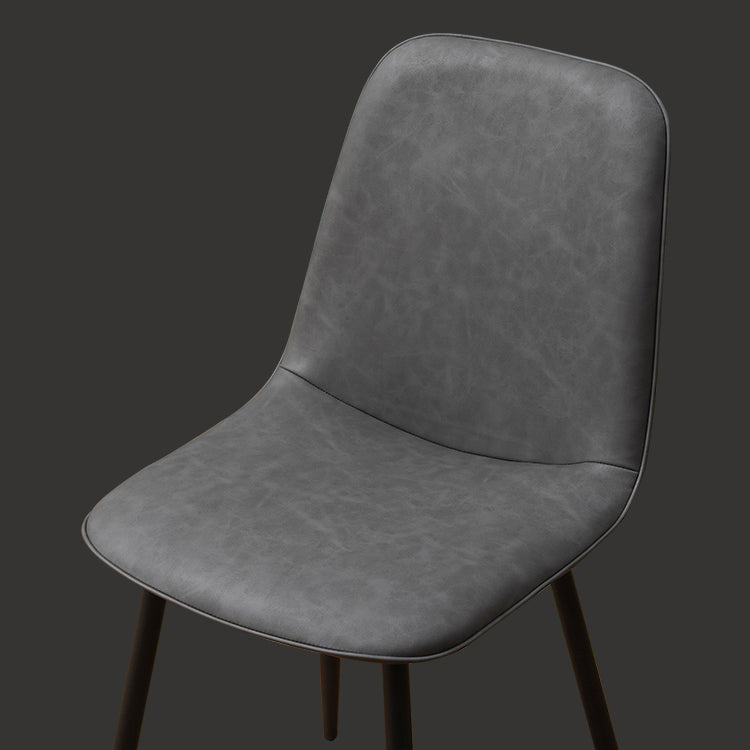 Leather Scandinavian Kitchen Side Chair Matte Finish Solid Back Dining Chair Clearhalo ' kitchen&dining_furn' 'Dining Chairs' 'Dining Tables & Seating' 'dining_chair' 'furn' 'furn_dining_chair' 'Furniture' 'furniture_dining_chair' 'Kitchen & Dining Furniture' 'kitchen' 3540560