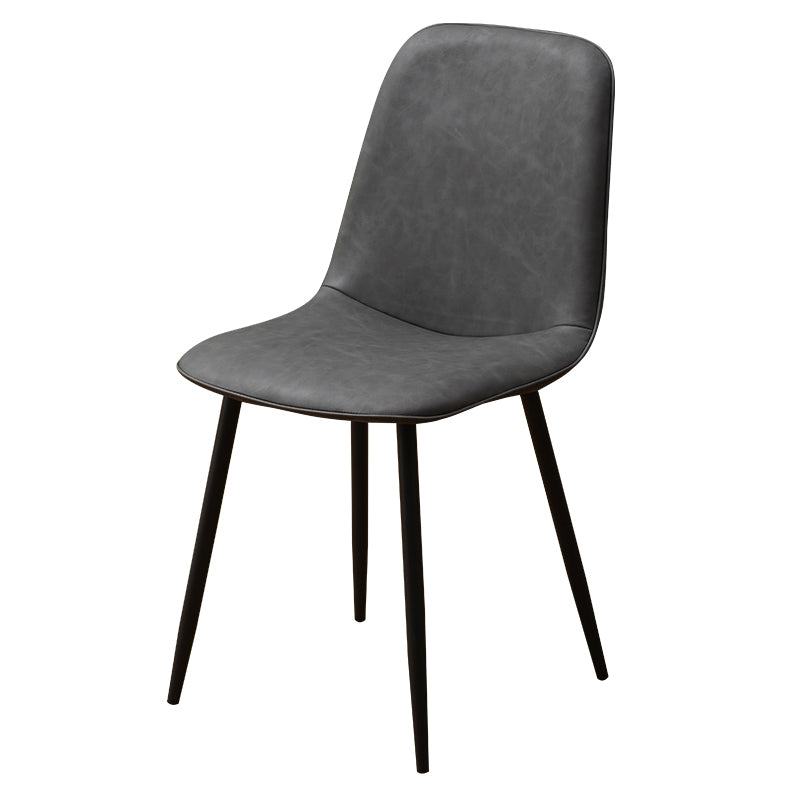 Leather Scandinavian Kitchen Side Chair Matte Finish Solid Back Dining Chair Dark Gray 1 Piece Clearhalo ' kitchen&dining_furn' 'Dining Chairs' 'Dining Tables & Seating' 'dining_chair' 'furn' 'furn_dining_chair' 'Furniture' 'furniture_dining_chair' 'Kitchen & Dining Furniture' 'kitchen' 3540561