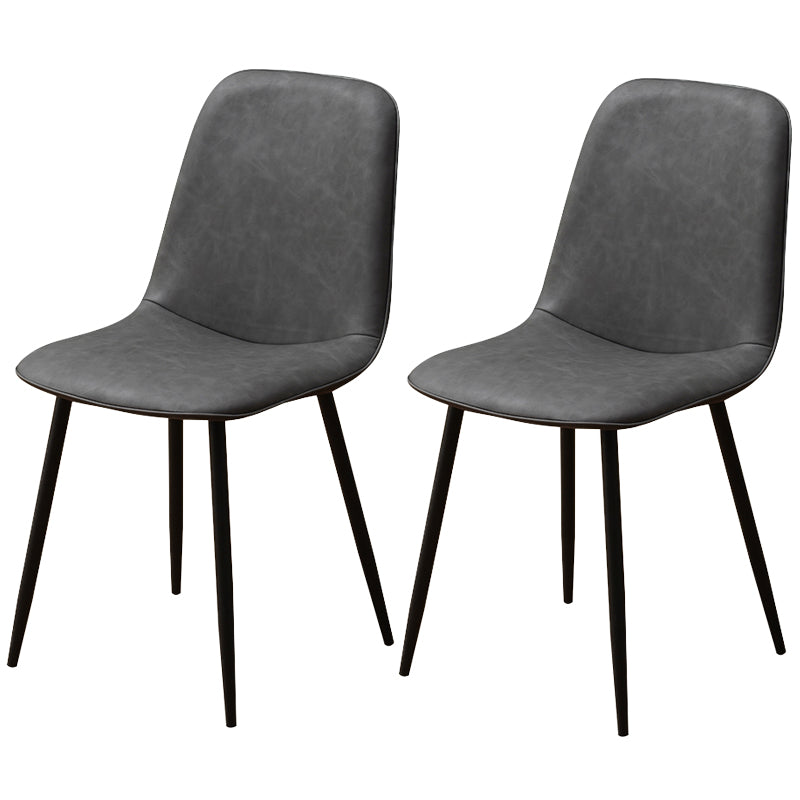 Leather Scandinavian Kitchen Side Chair Matte Finish Solid Back Dining Chair Dark Gray 2 Piece Set Clearhalo ' kitchen&dining_furn' 'Dining Chairs' 'Dining Tables & Seating' 'dining_chair' 'furn' 'furn_dining_chair' 'Furniture' 'furniture_dining_chair' 'Kitchen & Dining Furniture' 'kitchen' 3540563
