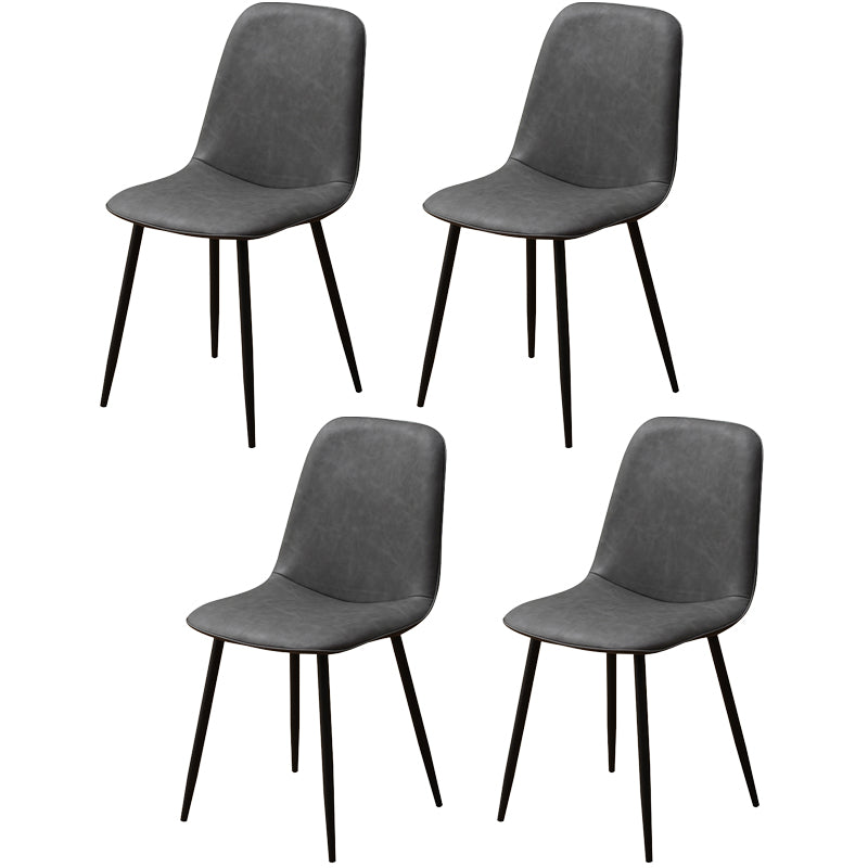 Leather Scandinavian Kitchen Side Chair Matte Finish Solid Back Dining Chair Dark Gray 4 Piece Set Clearhalo ' kitchen&dining_furn' 'Dining Chairs' 'Dining Tables & Seating' 'dining_chair' 'furn' 'furn_dining_chair' 'Furniture' 'furniture_dining_chair' 'Kitchen & Dining Furniture' 'kitchen' 3540564