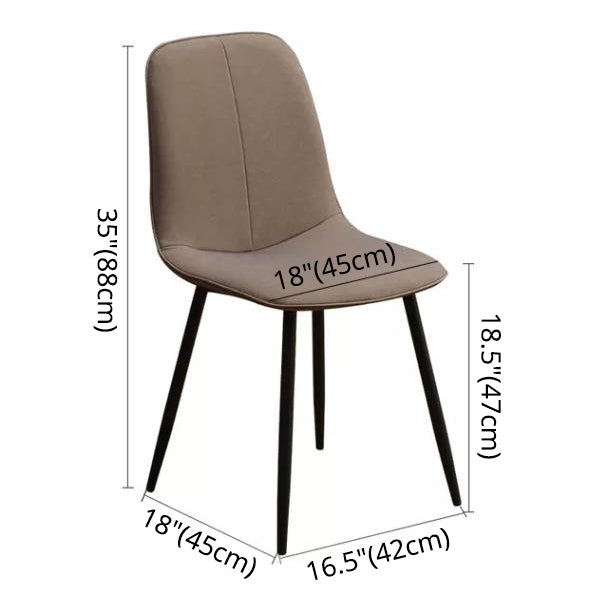 Leather Scandinavian Kitchen Side Chair Matte Finish Solid Back Dining Chair Clearhalo ' kitchen&dining_furn' 'Dining Chairs' 'Dining Tables & Seating' 'dining_chair' 'furn' 'furn_dining_chair' 'Furniture' 'furniture_dining_chair' 'Kitchen & Dining Furniture' 'kitchen' 3540566