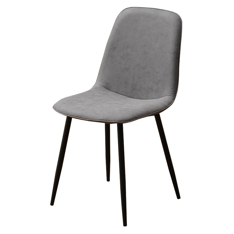 Leather Scandinavian Kitchen Side Chair Matte Finish Solid Back Dining Chair Light Gray 1 Piece Clearhalo ' kitchen&dining_furn' 'Dining Chairs' 'Dining Tables & Seating' 'dining_chair' 'furn' 'furn_dining_chair' 'Furniture' 'furniture_dining_chair' 'Kitchen & Dining Furniture' 'kitchen' 3540567