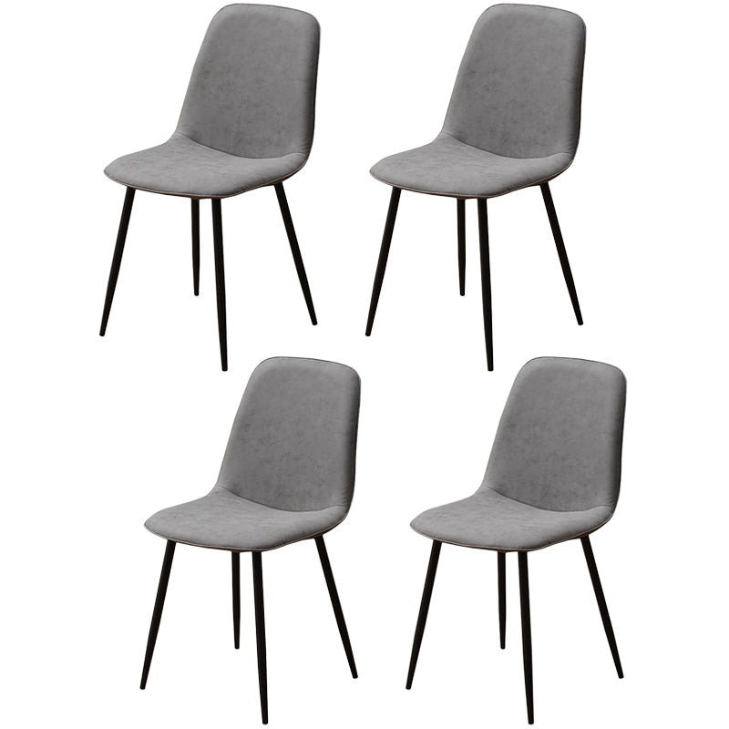 Leather Scandinavian Kitchen Side Chair Matte Finish Solid Back Dining Chair Light Gray 4 Piece Set Clearhalo ' kitchen&dining_furn' 'Dining Chairs' 'Dining Tables & Seating' 'dining_chair' 'furn' 'furn_dining_chair' 'Furniture' 'furniture_dining_chair' 'Kitchen & Dining Furniture' 'kitchen' 3540571