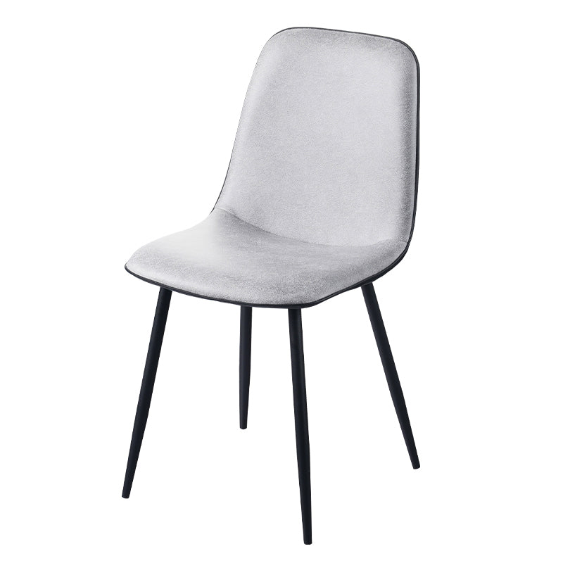 Leather Scandinavian Kitchen Side Chair Matte Finish Solid Back Dining Chair Silver 1 Piece Clearhalo ' kitchen&dining_furn' 'Dining Chairs' 'Dining Tables & Seating' 'dining_chair' 'furn' 'furn_dining_chair' 'Furniture' 'furniture_dining_chair' 'Kitchen & Dining Furniture' 'kitchen' 3540573
